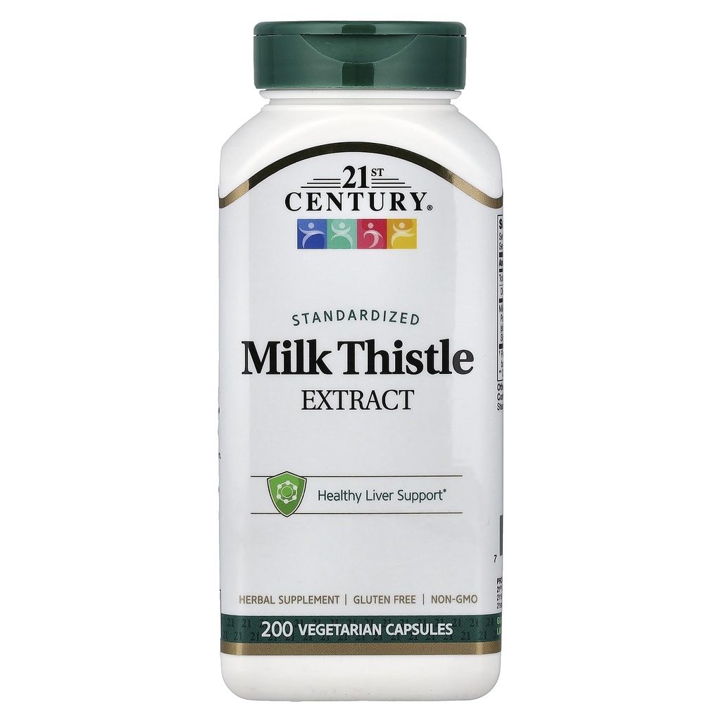 21. århundrede Milk Thistle Extract Veg Kapsler, 200 Greve