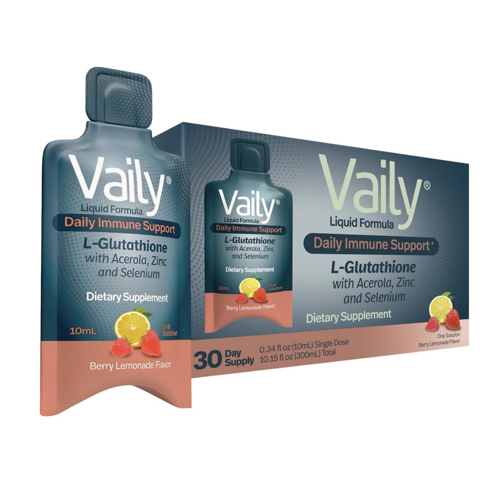 Vatar immunsupport for voksne - flydende glutathion supplement 860 mg w / Acerola vitamin C Zink & Selenium - høj potens Antioxidant, hudsundhed, Detox hver dag - 30 Enkeltdosis hætteglas
