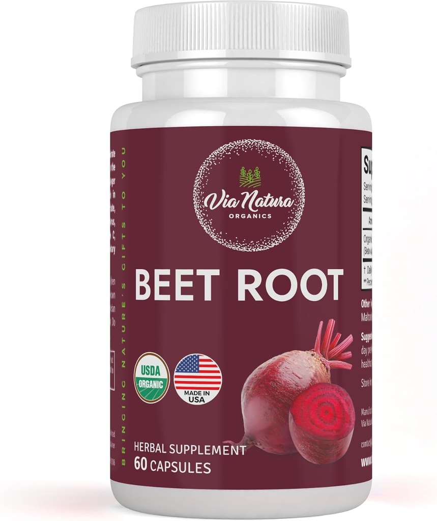 Beetroot Capsules 1000mg | Organic Herbal Supplement | Natural Source of Nitrate | 60 Capsules