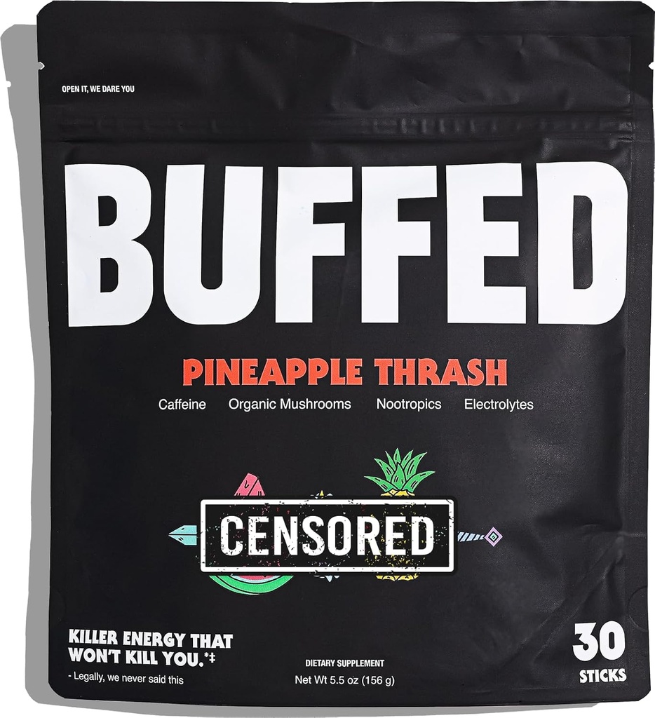 Energy Powder Stick Packs, Drink Mix Mex124; Clean, Sund Boost Packets Mex124; 150mg Koffein + Hydration Mex124; Nootropics, Organic Mushrooms, B- Vitaminer, Elektrolytes Mex124; 30 Package-Ananas Thash