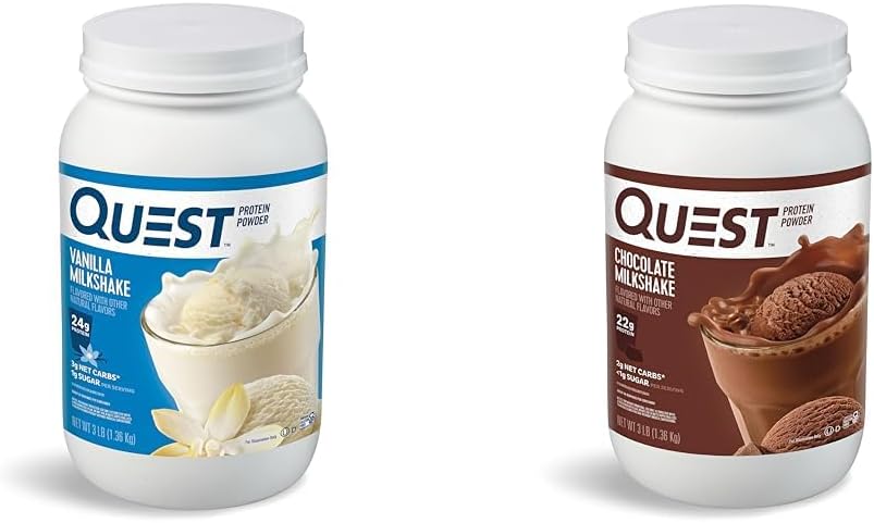 Quest Nutrition Vanilla Milkshake Protein Powder, 24g protein, 1g sukker, Lav Carb & Chokolade Milkshake Protein Powder, 22g protein, 1g sukker, Lav Carb, Gluten Free