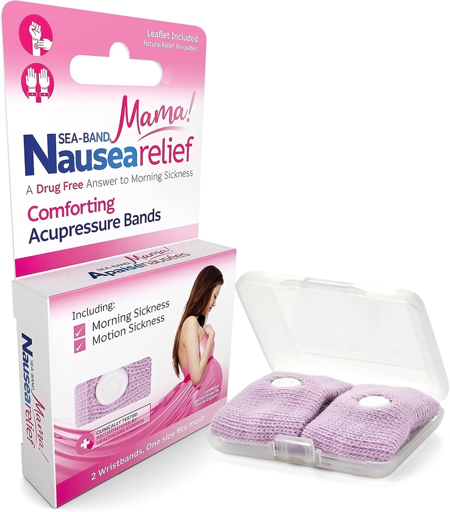 Sea-Band Mama Anti- Kvalme Acupressure armbånd til morgen sygdom, farver maj Vary, pakke med 2