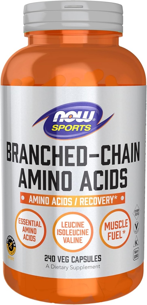NOW Foods Sports Nutrition, Branched Chain Amino Acids, With Leucine, Isoleucine and Valine, 240 Veg Capsules