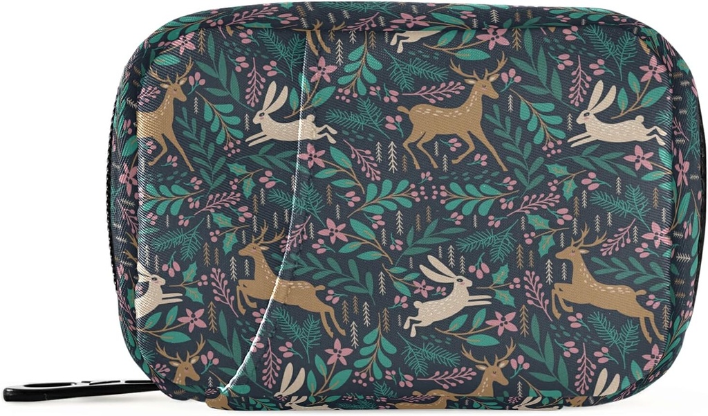 Animal Deer Rabbit Pill Box 7 Dag Pill sag Rejse Pill Organizer Bag med lynlås Portable ugentlige sag Kompakt størrelse for Vitamin Supplement Holder