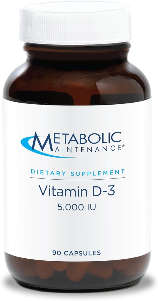 Metabolisk vedligeholdelse Vitamin D3 5000 IE - Superior Absorption Pure Vitamin D3 & C - Ekstra styrke Knogler, Immunum, Mood + Kardiovaskulær Support, Ingen Fyldere (90 Softgel kapsler)