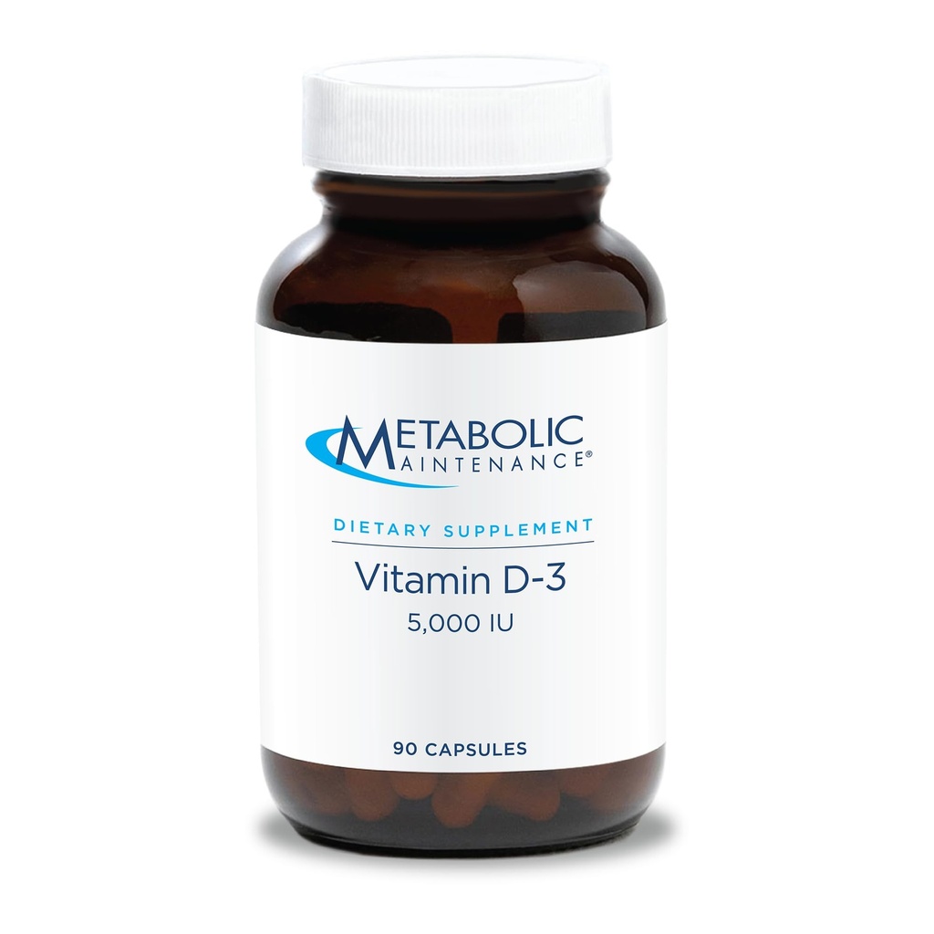 Metabolisk vedligeholdelse Vitamin D3 5000 IE - Superior Absorption Pure Vitamin D3 & C - Ekstra styrke Knogler, Immunum, Mood + Kardiovaskulær Support, Ingen Fyldere (90 Softgel kapsler)