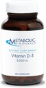 Metabolisk vedligeholdelse Vitamin D3 5000 IE - Superior Absorption Pure Vitamin D3 & C - Ekstra styrke Knogler, Immunum, Mood + Kardiovaskulær Support, Ingen Fyldere (90 Softgel kapsler)