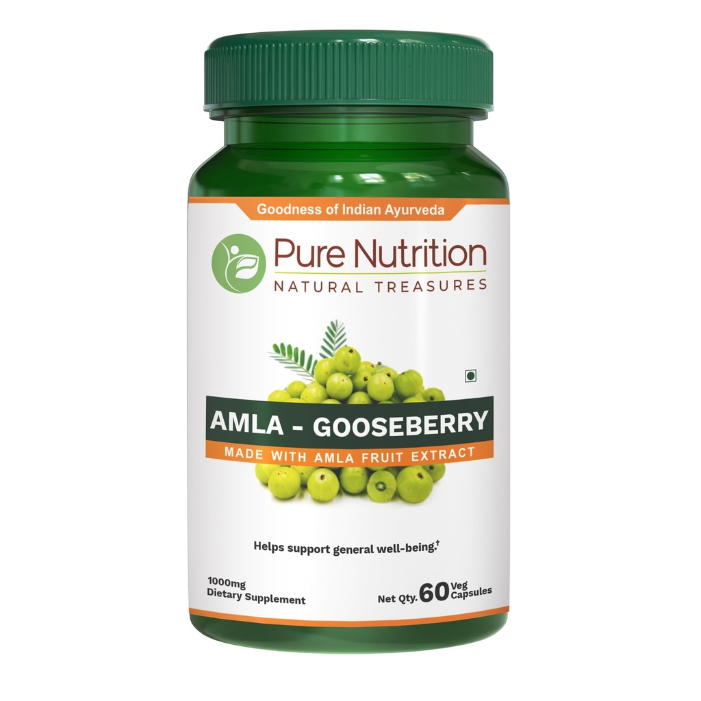 Pure Nutrition Amla Extract 1000mg per servering. (ækvivalent med 8000mg Amla Fruit Powder) Non gmo