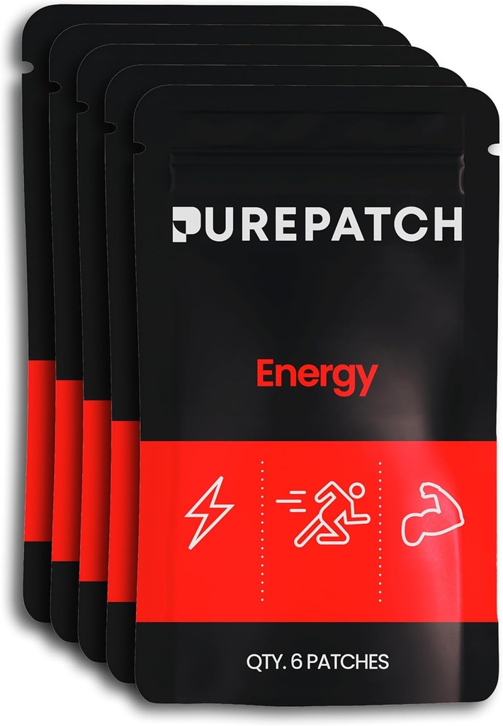 Pure Patch ® Energy Patch - Botanical- Inspireret tematisk Patch med koffein, Aminosyrer, og Electrolyte Blend - Non- Ingestible Format - 30 Patches