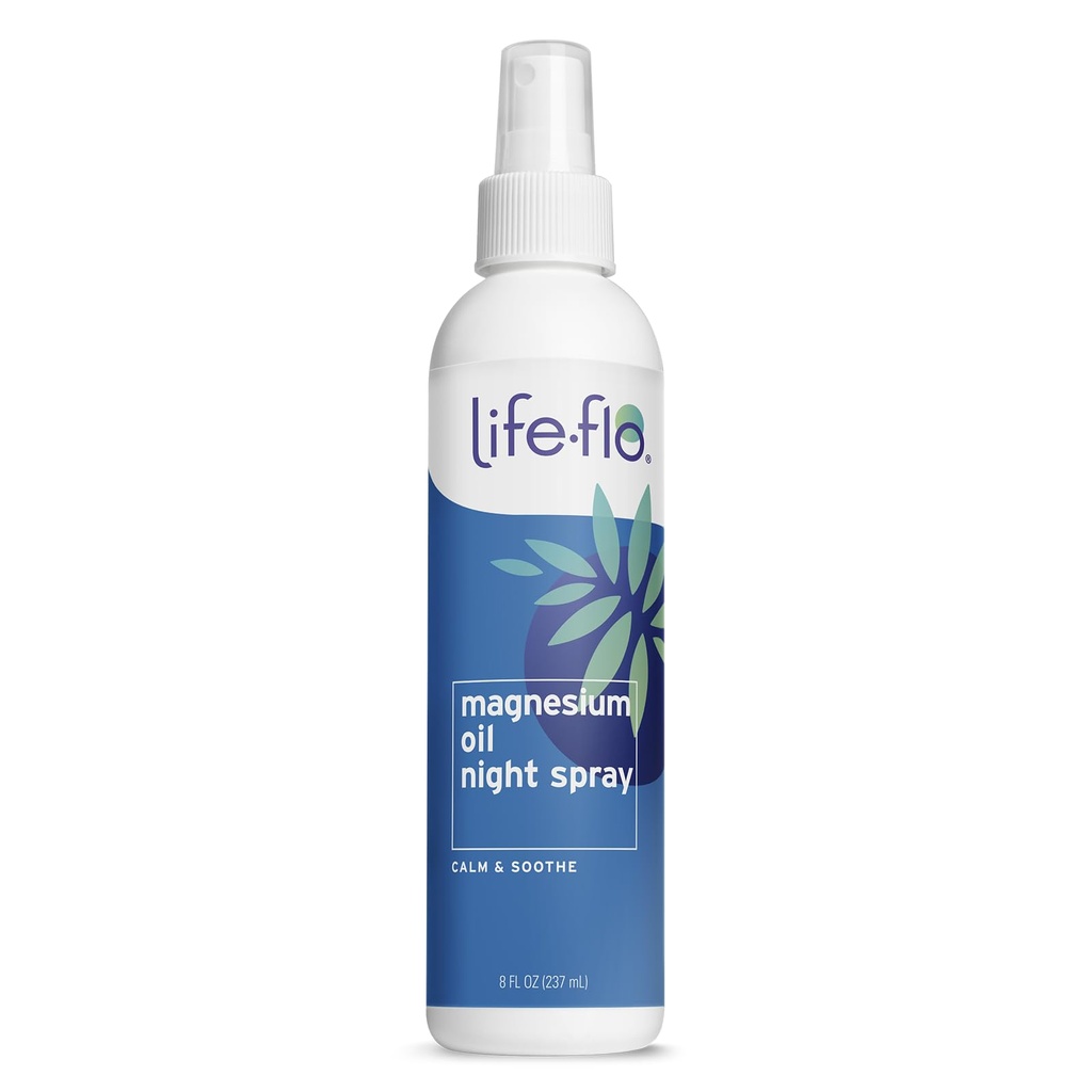 Life- flo Magnesium Oil Night Spray, Soothing Magnesium Spray w / Magnesium Chlorid fra Zechstein Seabed og Lavendel Oil, Calms og relax Body and Mind, 60- Day Garanti, Ikke testet på dyr, 8oz