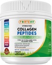 FORTEVIT kollagen peptider pulver til kvinder & mænd - Hydrolyzed Type I & III - øger hudelasticitet, hår & negle styrke, fælles støtte - Unflavored, Grass Fed, Non-gmo, Keto & Paleo - 16 oz Jar