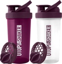 Utopia Home Protein Shaker Flaske - (Pakke af 2) 28- Ounce Shaker flasker For Protein Mixes - Fitness Sport Classic Protein Mixer Flaske (Plum & Clear / Plum)