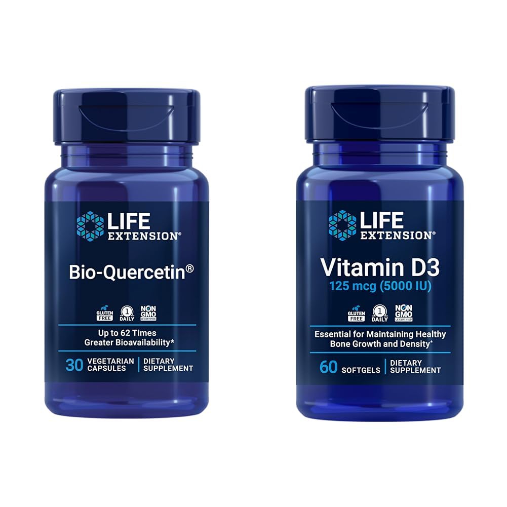 Bio- Quercetin Immunum & Heart Health Antioxidant 30 Kapsler + D3- vitamin 5000 IE 60 Softgels