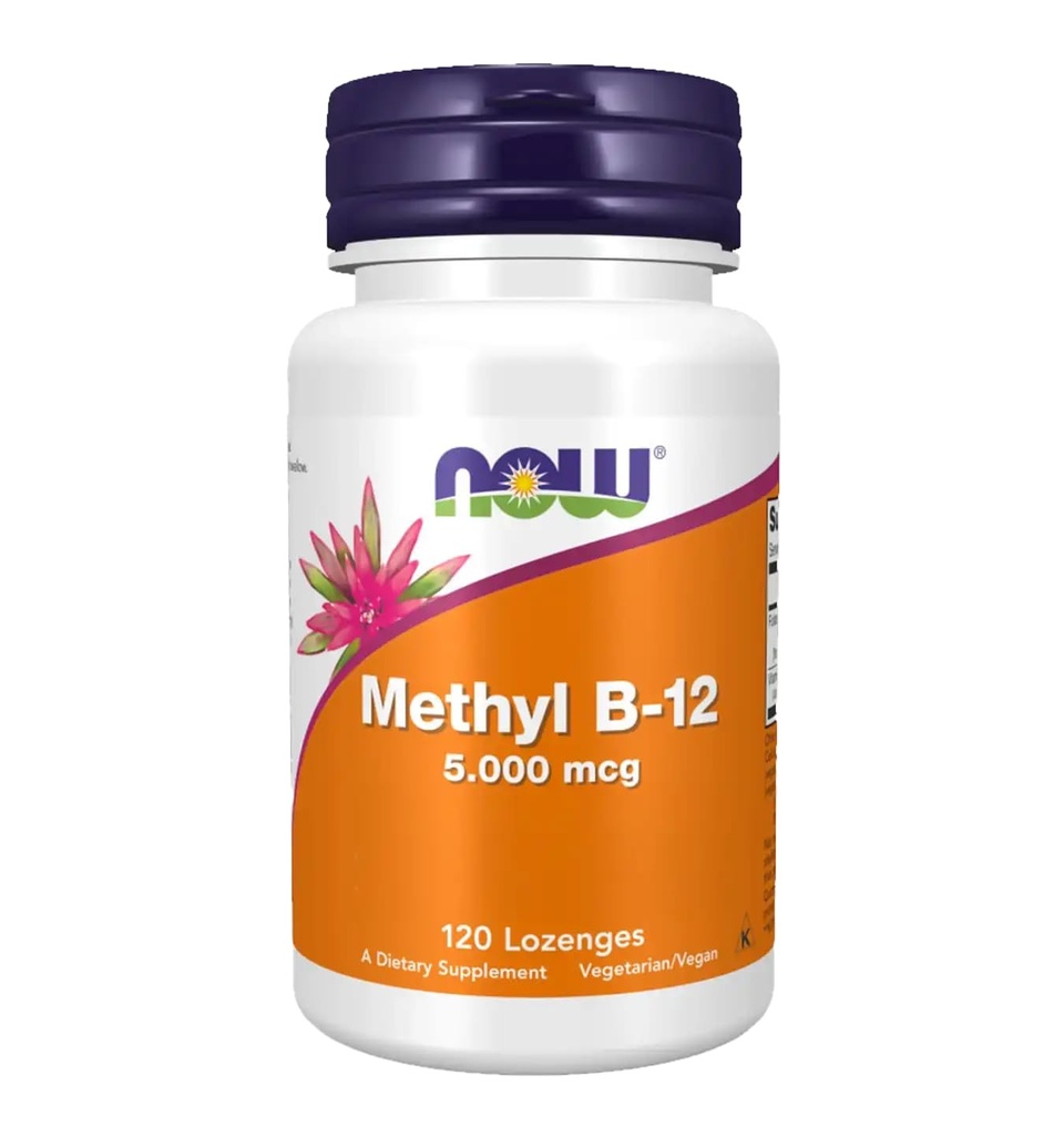 Now Foods Methyl B12 - Methylcobalamin Plus folinsyre - 5.000 MCG (120 Lozenges)