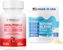 Urolithin A Supplement 1000 MG for Muskelstyrke + Bovine Colostrum & Collagen Pulver til Gut Sundhed, Immunstøtte, Hårvækst & Skønhed Supplement