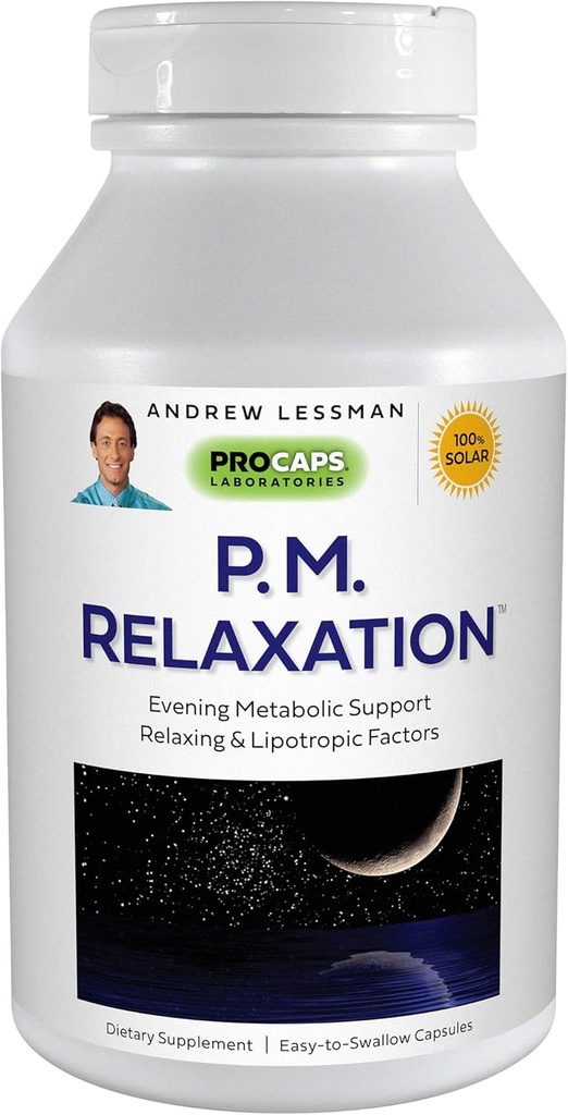 ANDREW LESSMAN P.M. Afslapning - 90 Kapsler - Naturlig støtte til genert rolig søvn med Melatonin, Valerian, Passionflower, Humle, Kamille. Ingen morgen Grogginess lille let at synke kapsler