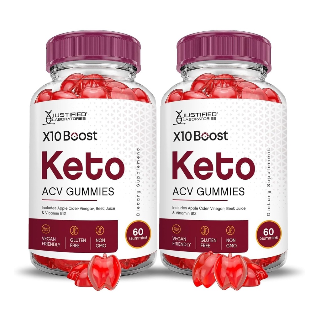 Justified Laboratories (2 Pack X10 Boots Keto ACV Apple Cider Vinegar Boost Formuleret med Pomegranate Beet Juice Powder B12 Vegan Non GMO 120 Gummies