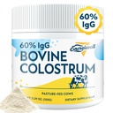 Bovin Colostrum Supplement Pulver - 60% IgG 3000 mg for Gut, Hårvækst, Skønhed, og Immun, Let at blande, Unflavored (50 Servere)