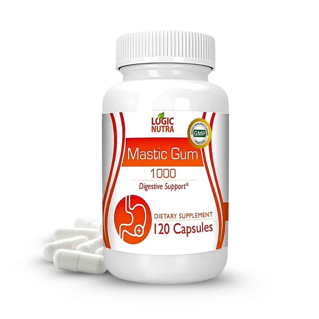 Premium Mastic Gum Kapsler - Natural Gastrointestinal Support, 1000 mg Per Serving - 120 Kapsler (1 flaske)
