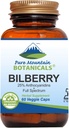 Pure Mountain Botanicals Bilberry Extract Supplement Vegan Kosher Kapsler med 250 mg Økologisk Bilberry Leaf & 50mg Potent Extract of Billberries
