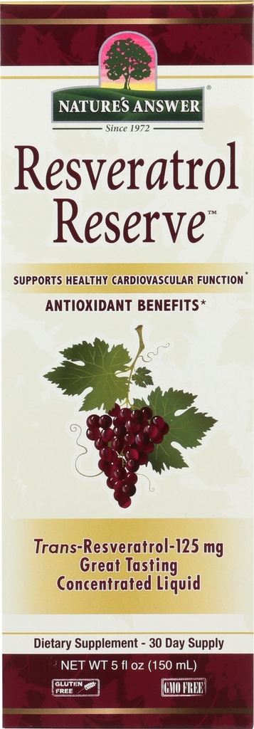 Naturens svar Alkohol- Free Resveratrol Reserve 5oz Koncentreret Væske Note 124; Pakket med antioxidanter Note 124; Fremmer samlet velvære 124; Immunsystemet Support