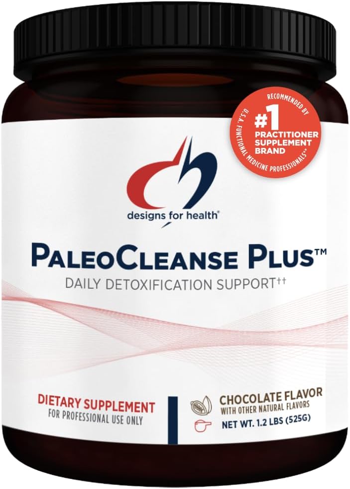 Design til sundhed PaleoCleanse Plus - Detox pulver med 18g Bone Broth Protein, Antioxidant Urter, Vitaminer + mineraler - Smoothie Shake Drink Mix, Chokolade (15 Servere / 525g)