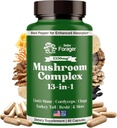 Mushroom komplekse kapsler, 13-in-1 Mushroom supplement, Lions Mane, Reishi, Cordyceps, & Mere, fremmer fokus, Clarity, & Hukommelse, Extract Supplement, 1 Måned Supply, 60 Greve
