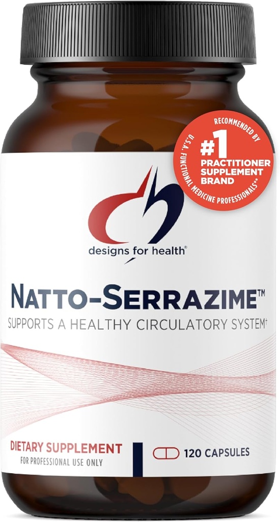 Design til sundhed Nattokinase med Serrapeptidase - Natto- Serrazime + Proteolytiske enzymer - Designet til at understøtte en sund kredsløb System + immunsundhed - Non- GMO supplement (120 kapsler)