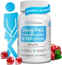 5 i 1 Cranberry supplement til kvinder, 36mg PAC 100% Opløselig D- mannose Dandelion Herb Mulberry Uva Ursi Leaf Natural Urinary Tract Health Support, Cranberry Pills UTIs Prevention 90 Caps