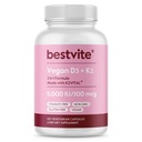 BESTVITE Vegansk Vitamin D3 5000 IE + Vitamin K2 100 mcg som MK- 7 (120 Vegetariske kapsler) - Ingen Stearates - Vegan - Ikke GMO - Gluten Free