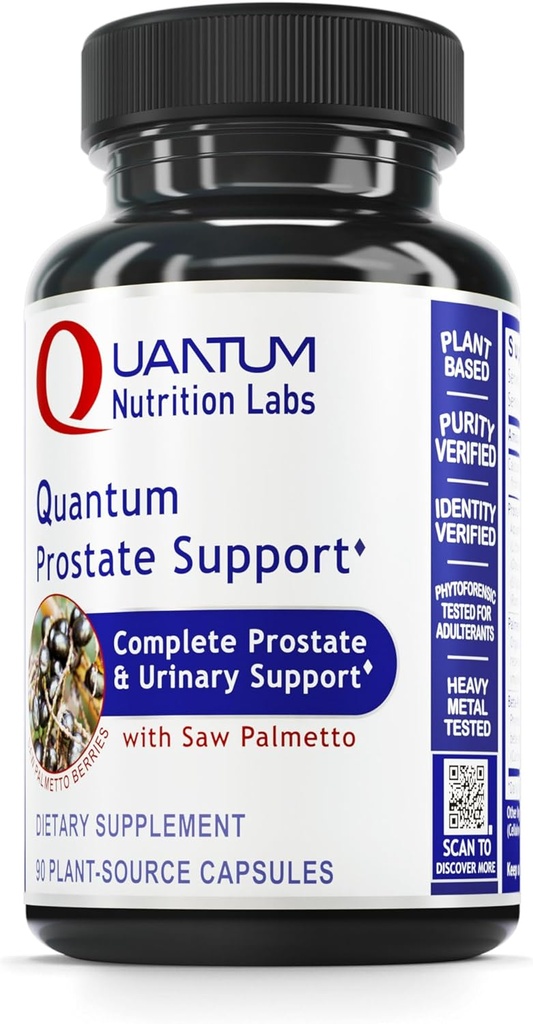 Quantum Nutrition Labs Prostata Support - Prostata Kosttilskud til mænd, Prostata Health Formel, Naturligt supplement til Organic Saw Palmetto - 90 Vegetariske Kapsler