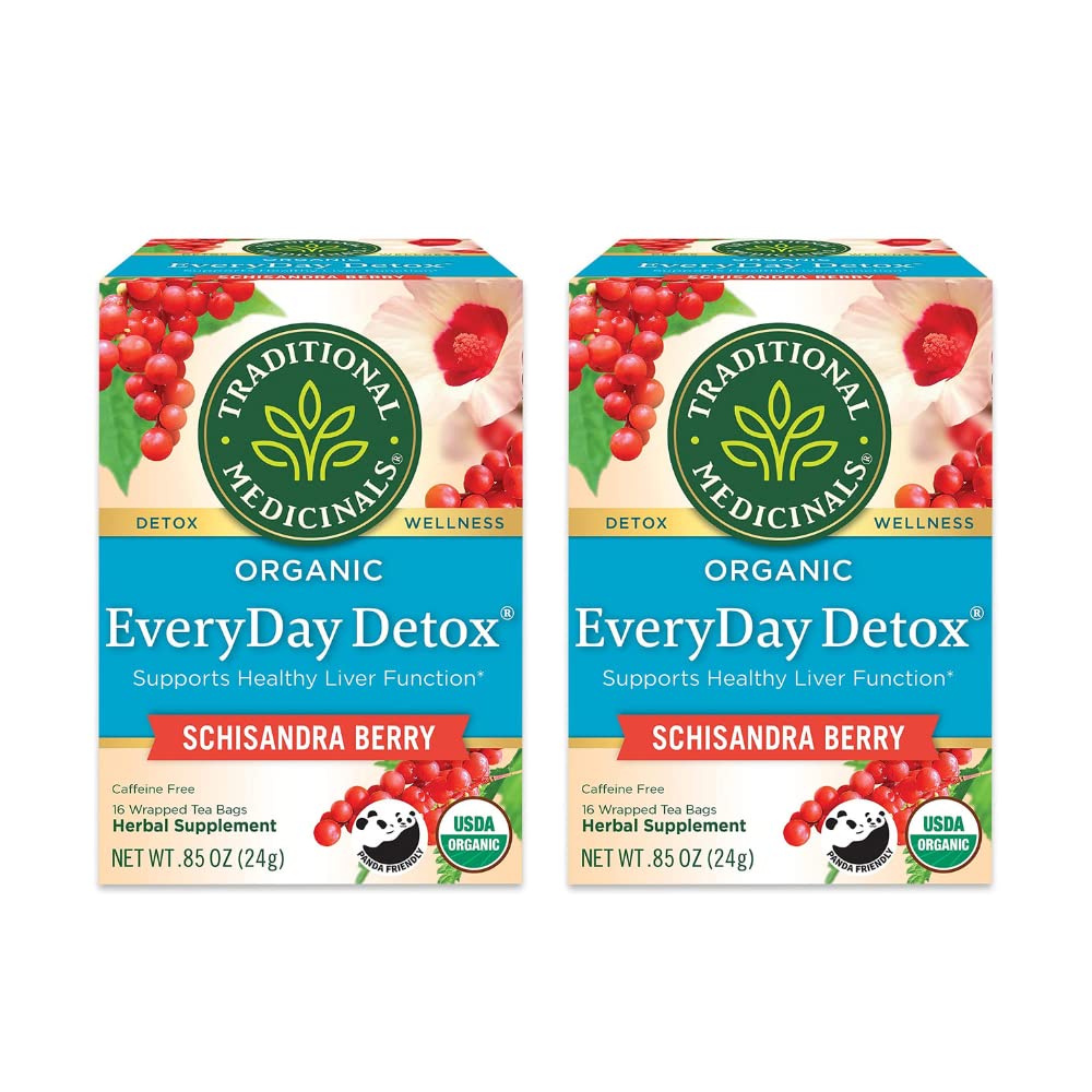 Traditionelle Medicinals Organic Everyday Detox Schisandra Berry Herbal Tea, understøtter sund lever funktion (16 greve (pakke af 2))