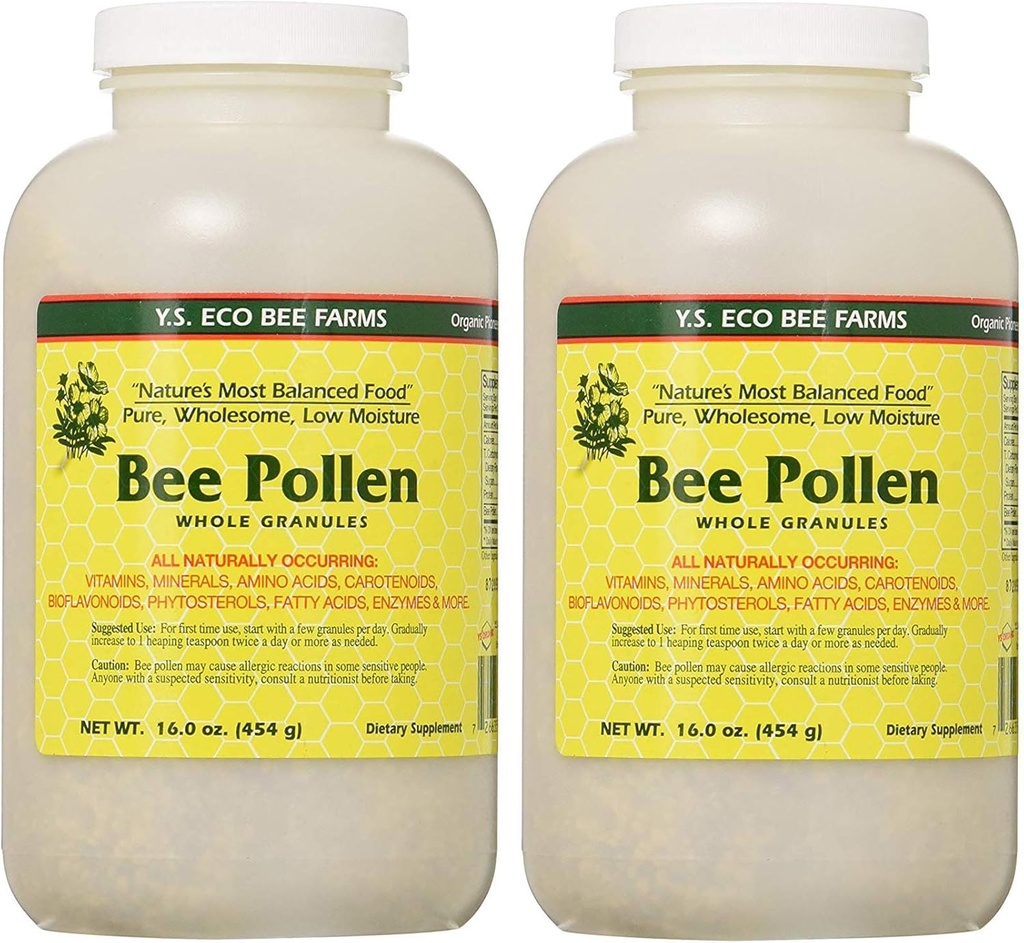 Bee Pollen - Lav Fugt Hele Granularer YS Eco Bee Farms 16 oz Granulat (2 Pack)