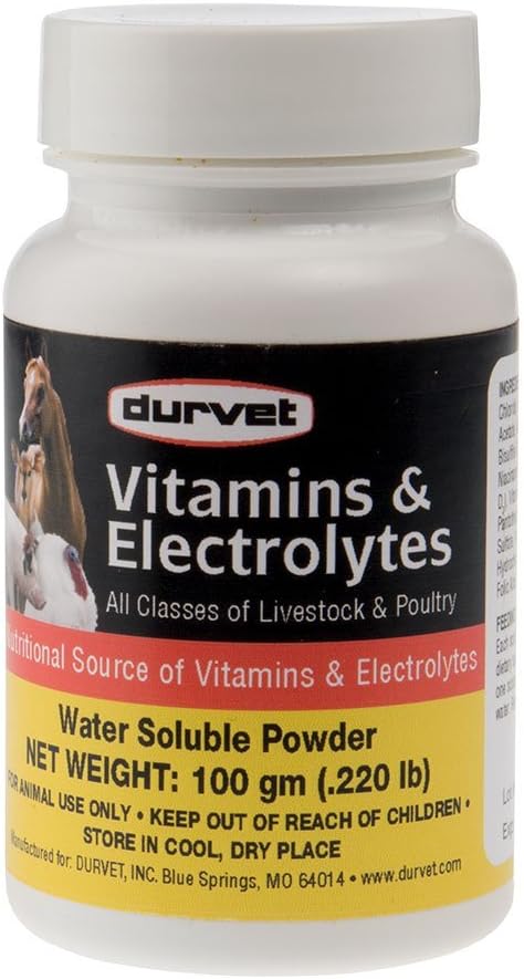 Durvet 698468 Vitaminer og elektrolyter til husdyr og fjerkræ 100G