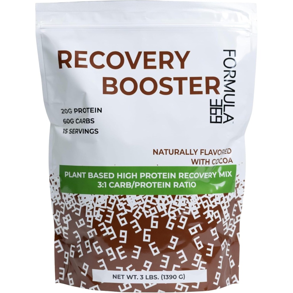 Recovery Booster, Vegan High Protein Recovery Mix, Post Motion Shake w / 20g Protein og 60g Carbs, 100% Natural, 3 pounds, Gluten Free, allergen Free.