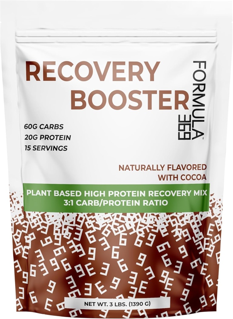 Recovery Booster, Vegan High Protein Recovery Mix, Post Motion Shake w / 20g Protein og 60g Carbs, 100% Natural, 3 pounds, Gluten Free, allergen Free.