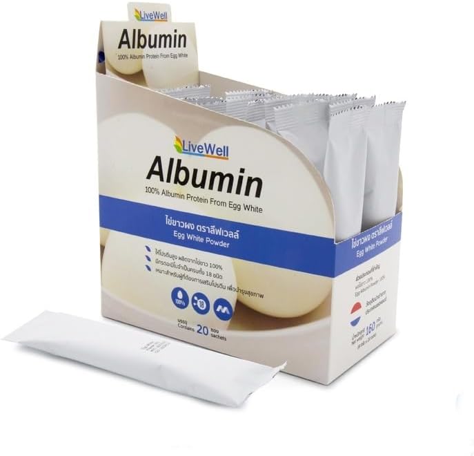 LiveWell Albumin Protein fra Egg White 160g. (20 Sachets x 8g)