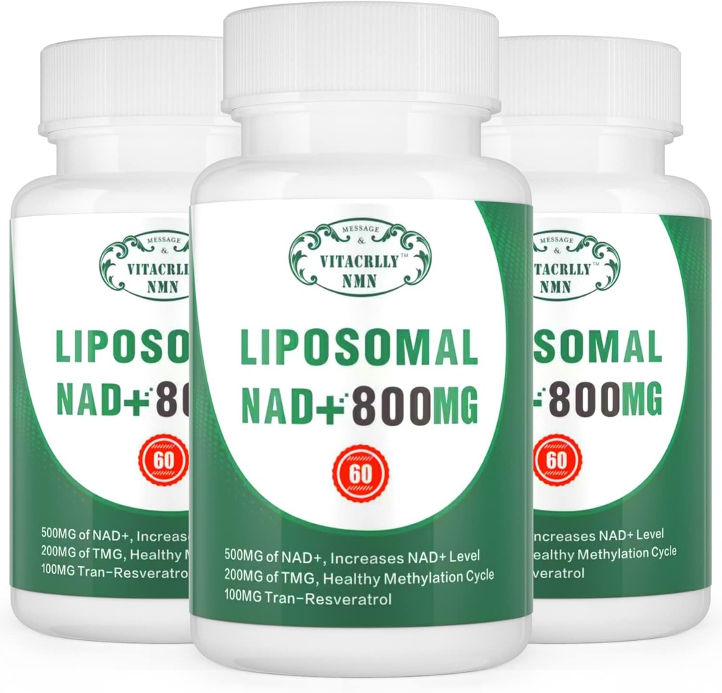 NAD + tillæg Liposomal NAD + Plus 800MG Nicotinamid Riboside Alternativ for Cell Energy, Sund Aging og Muscle Repair 180 Kapsler (pakke med 3)