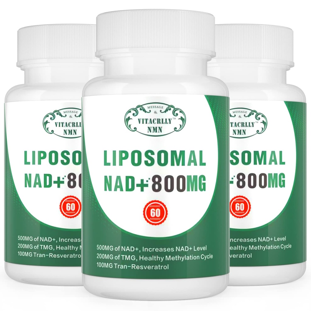 NAD + tillæg Liposomal NAD + Plus 800MG Nicotinamid Riboside Alternativ for Cell Energy, Sund Aging og Muscle Repair 180 Kapsler (pakke med 3)