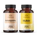 HERBAMAMA Ashwagandha and Mullein Kit - Bundle of 1500 mg Ashwagandha Root & 1200 mg Mullein Leaf Capsules 100 Caps - Vegan, non-GMO, Sugar & Alcohol- Free - 2 Pack