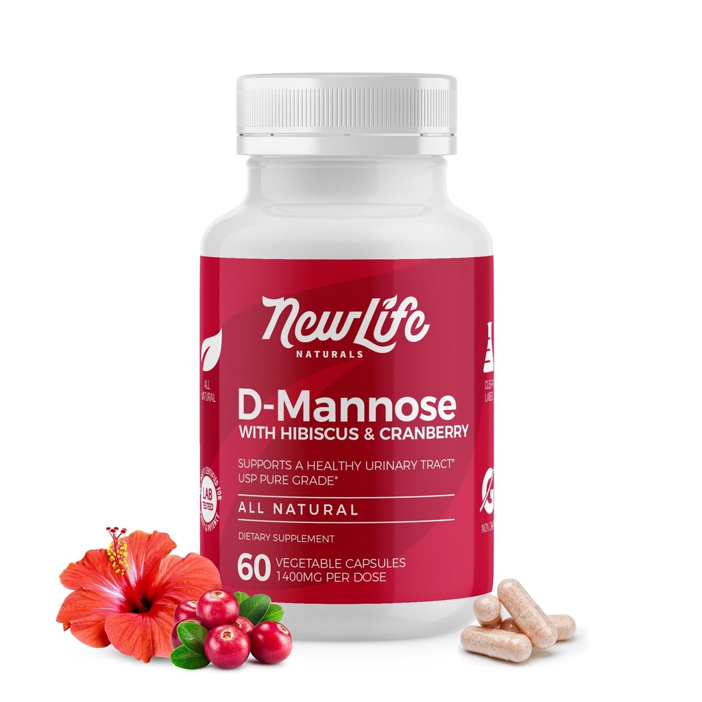 NewLife Naturals D- Mannose Capsules ttesmå 124; w / Cranberry and Hibiscus Extractures