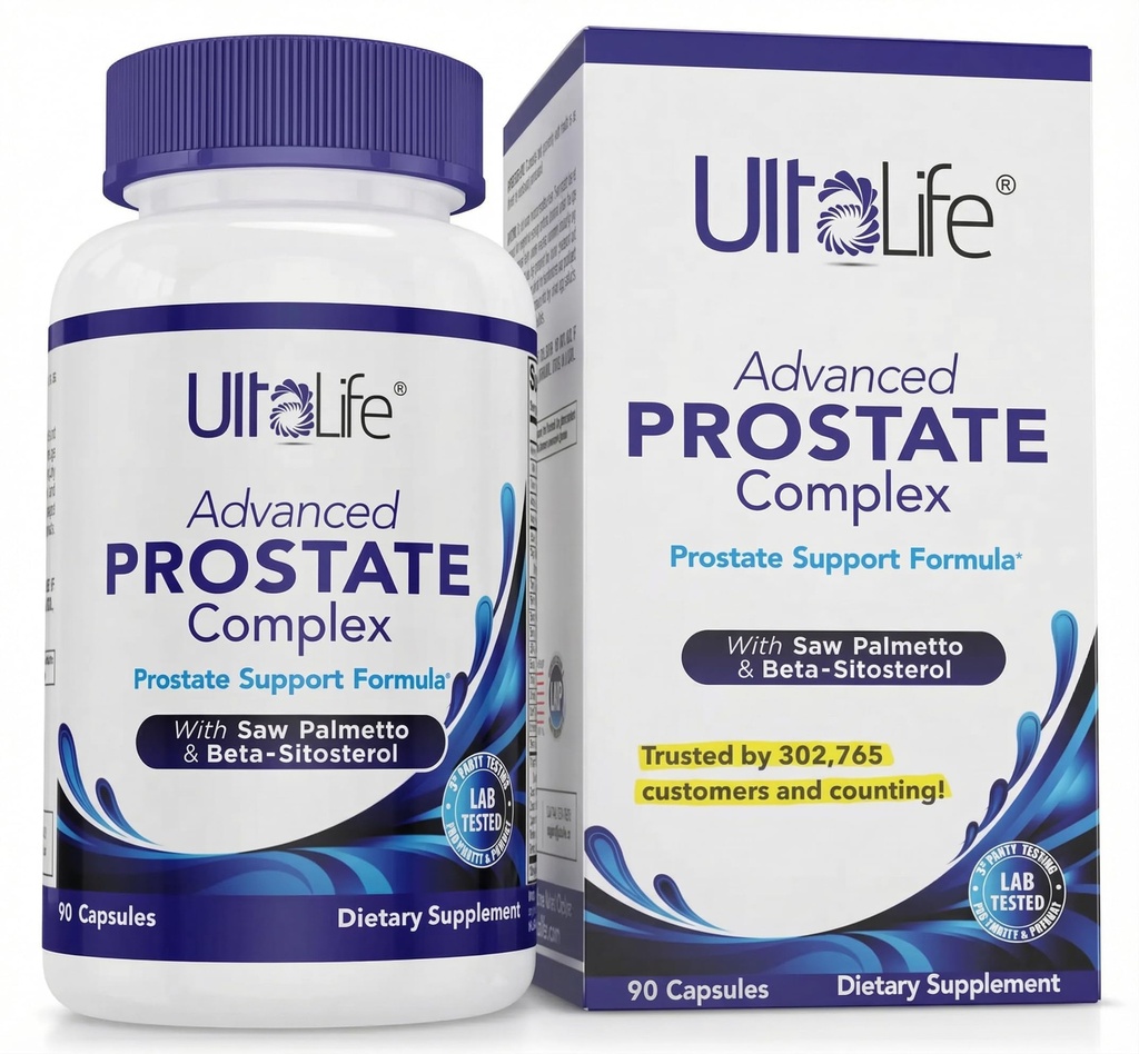 ULTALIFE Advanced Saw Palmetto prostata supplement for mænd med Beta sitosterol fremmer urinvejskomfort, søvn kvalitet & prostata sundhed 90 kapsler