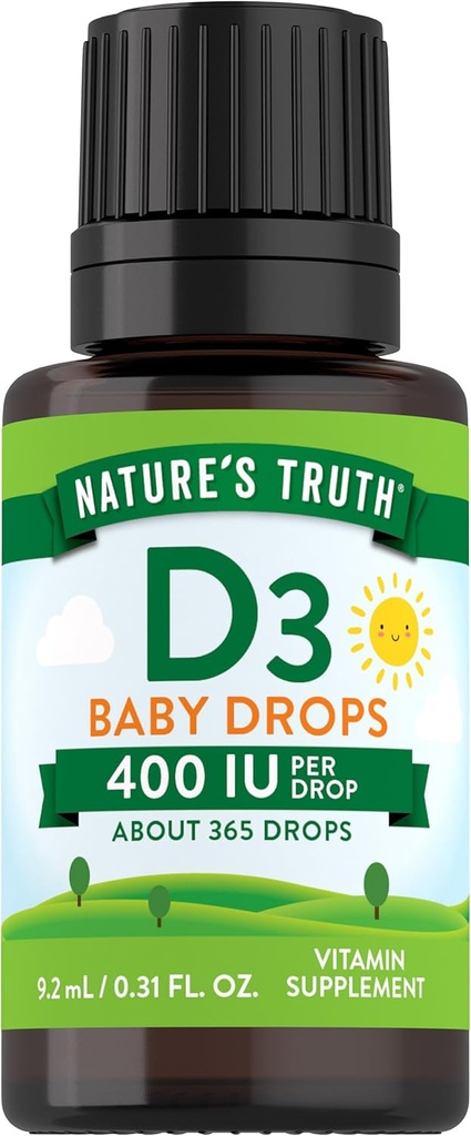 Nature's Truth Vitamin D Drops for Infants | 400 IU | 9.2 mL | D3 for Kids | Vegetarian, Non-GMO & Gluten Free Supplement