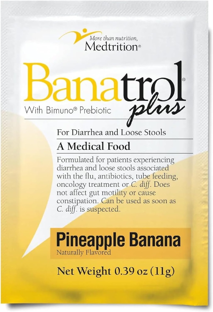 Banatrol ® Natural Anti- Diarré med Prebiotika, Relief fra kronisk diarré, IBS, Recurring Diarré, Klinisk støttet Medical Food, Non- Constipating, 25 Serveringer (Ananas)