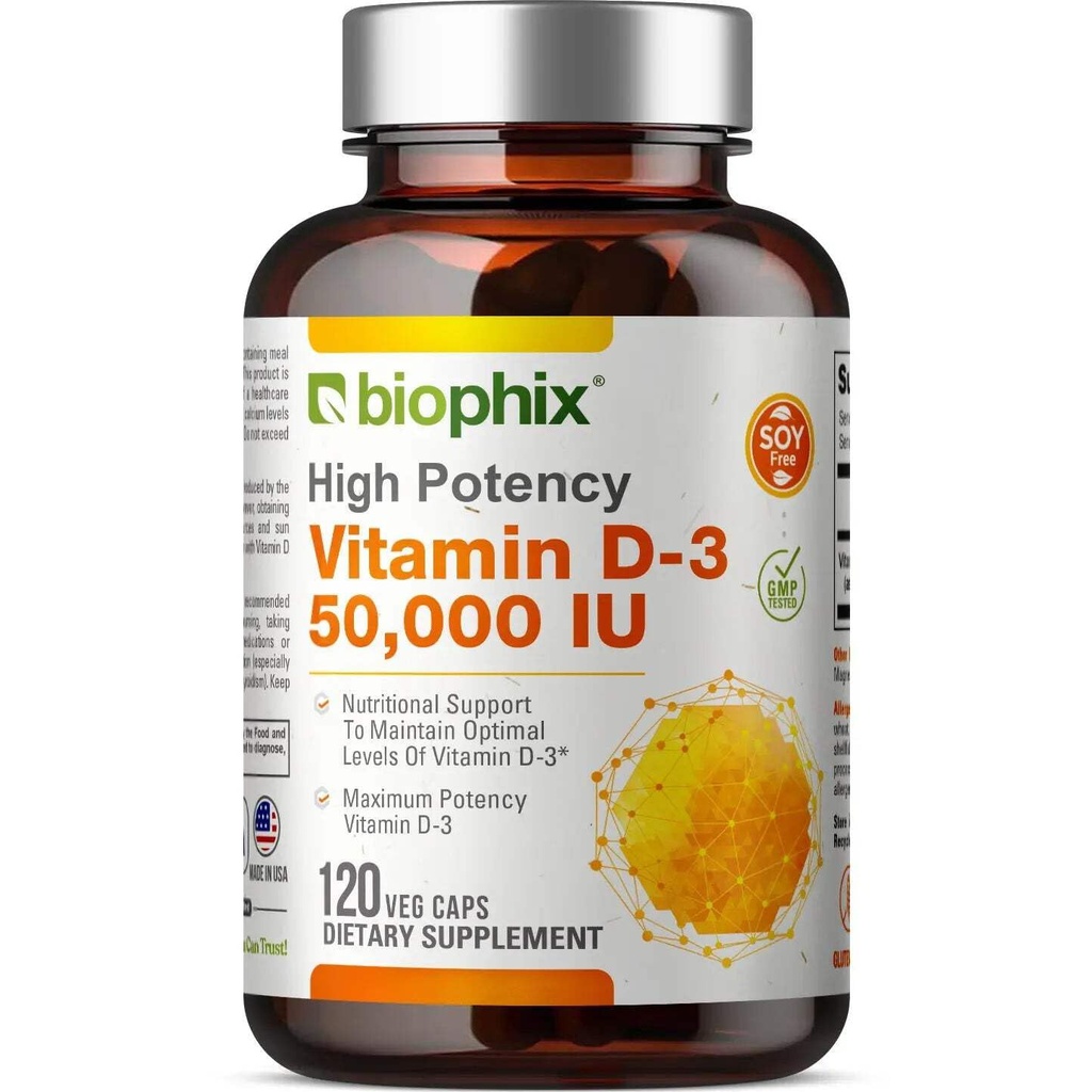 biophix D3- 10000 IE højpotens 120 Softgels - højpotens ikke - GMO soy- fri støtter stærk knoglerimmunsundhed
