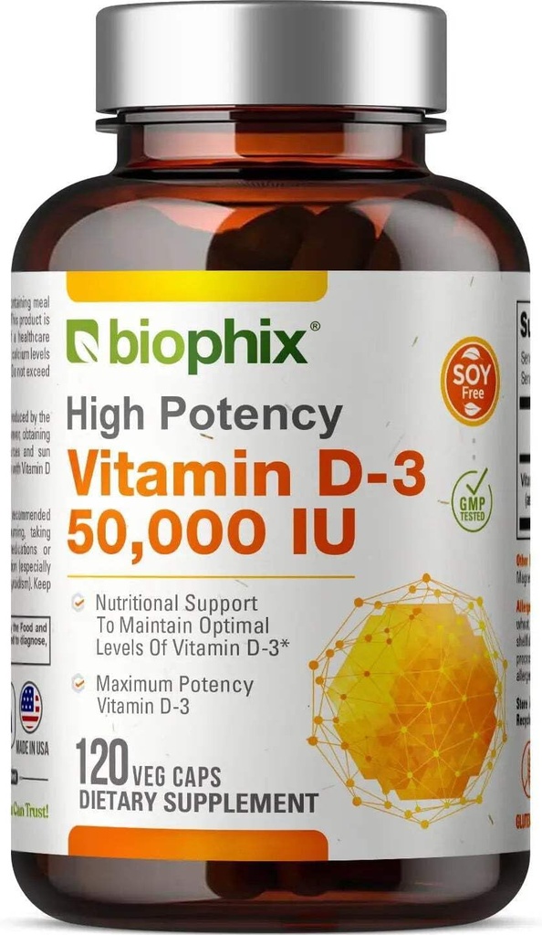 biophix D3- 10000 IE højpotens 120 Softgels - højpotens ikke - GMO soy- fri støtter stærk knoglerimmunsundhed