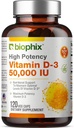 biophix D3- 10000 IE højpotens 120 Softgels - højpotens ikke - GMO soy- fri støtter stærk knoglerimmunsundhed