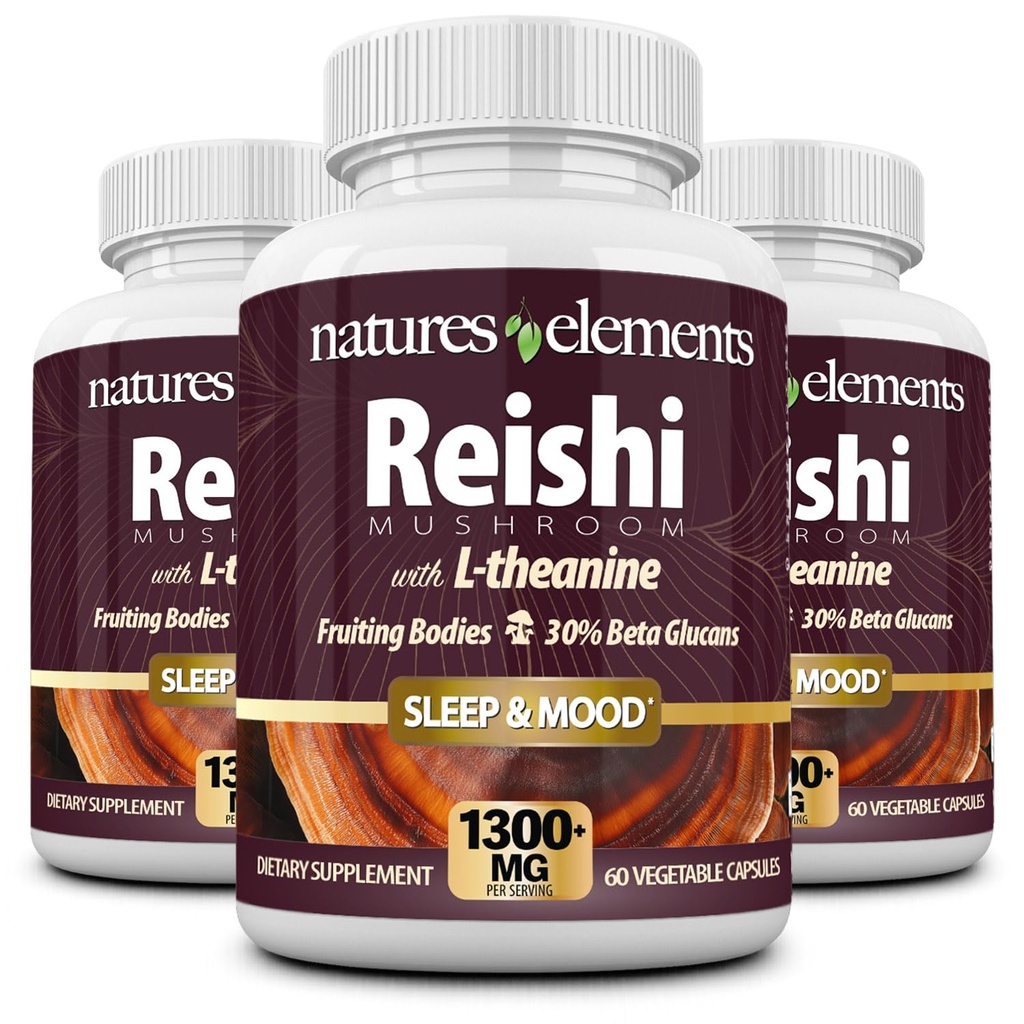 Reishi Mushroom Extract - 10: 1 Koncentration - 1000mg - 60 tabletter - Pakning med 3 - Immunstøtte - Vegetarisk Safe - Gluten Free - Ganoderma Lucidum