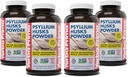 Yerba Prima Psyllium Husks Powder - 12 oz (Pack of 4) - Natural Fiber Supplement - Colon Cleanse - Gut Health - Vegan, Non- GMO, Gluten- Free (New Label - Packaging May Vary)