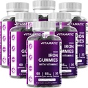 Vitamatic Iron 65 mg Gummies Supplement for Women & Men - 60 Vegan Gummies - Great Tasting Iron Gummy Vitamins with Vitamin C (6)